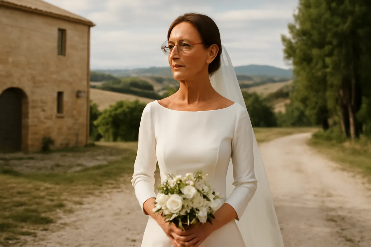 Il look da sposa di Ilaria Cucchi: eleganza sobria nelle Marche per un matrimonio speciale