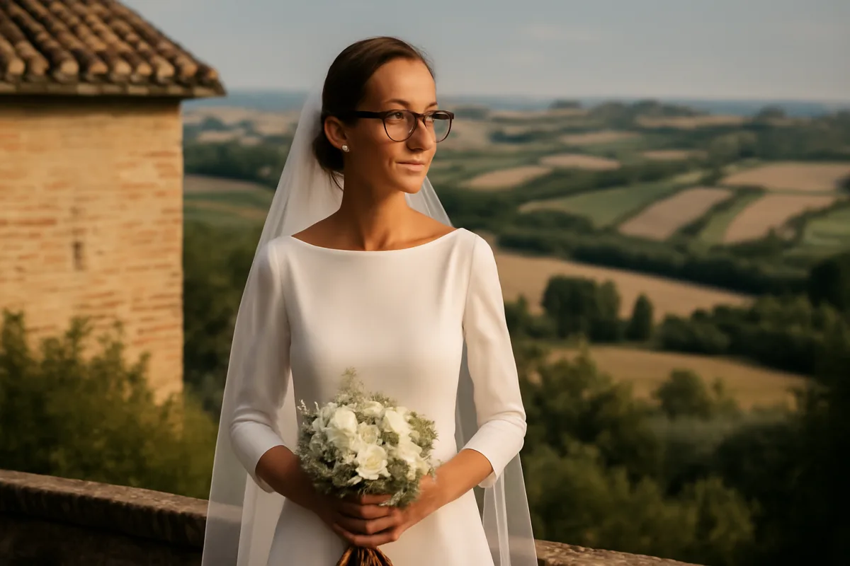 Il look da sposa di Ilaria Cucchi: eleganza sobria nelle Marche per un matrimonio speciale