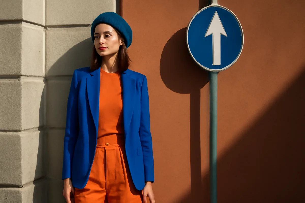 Colori complementari nell'outfit: la proporzione che tiene tutto in equilibrio
